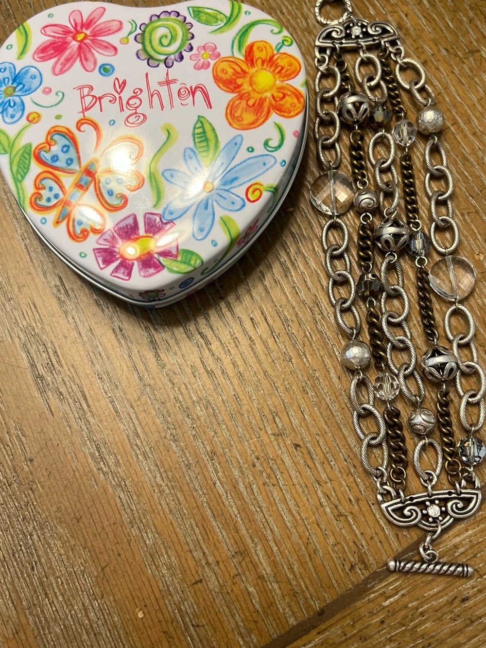 Brighton Silver-Tone Multi-Chain Key or Card Holder with Bead Accents